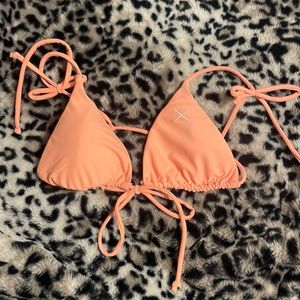Orange triangle bikini top
